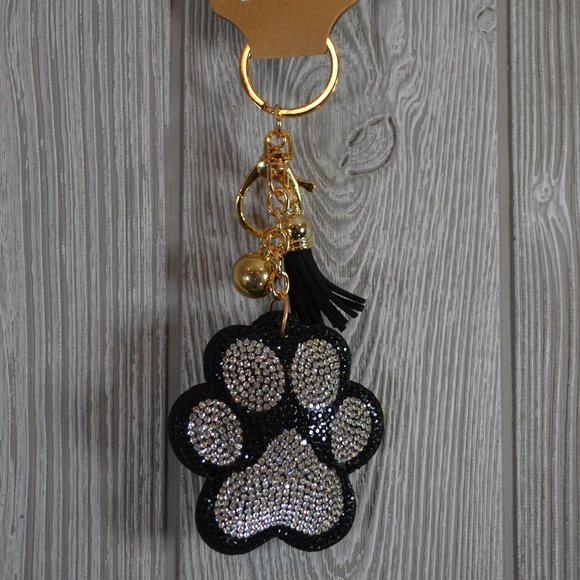 Accessories - NWT Dog Paw Key Ring with Tassel Sparkle Gold Tone